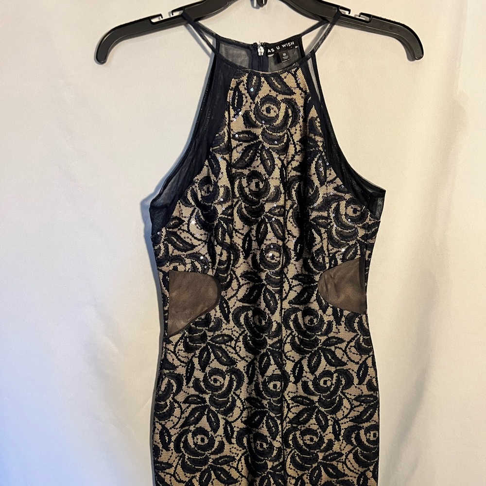 Navy halter mini dress, Med